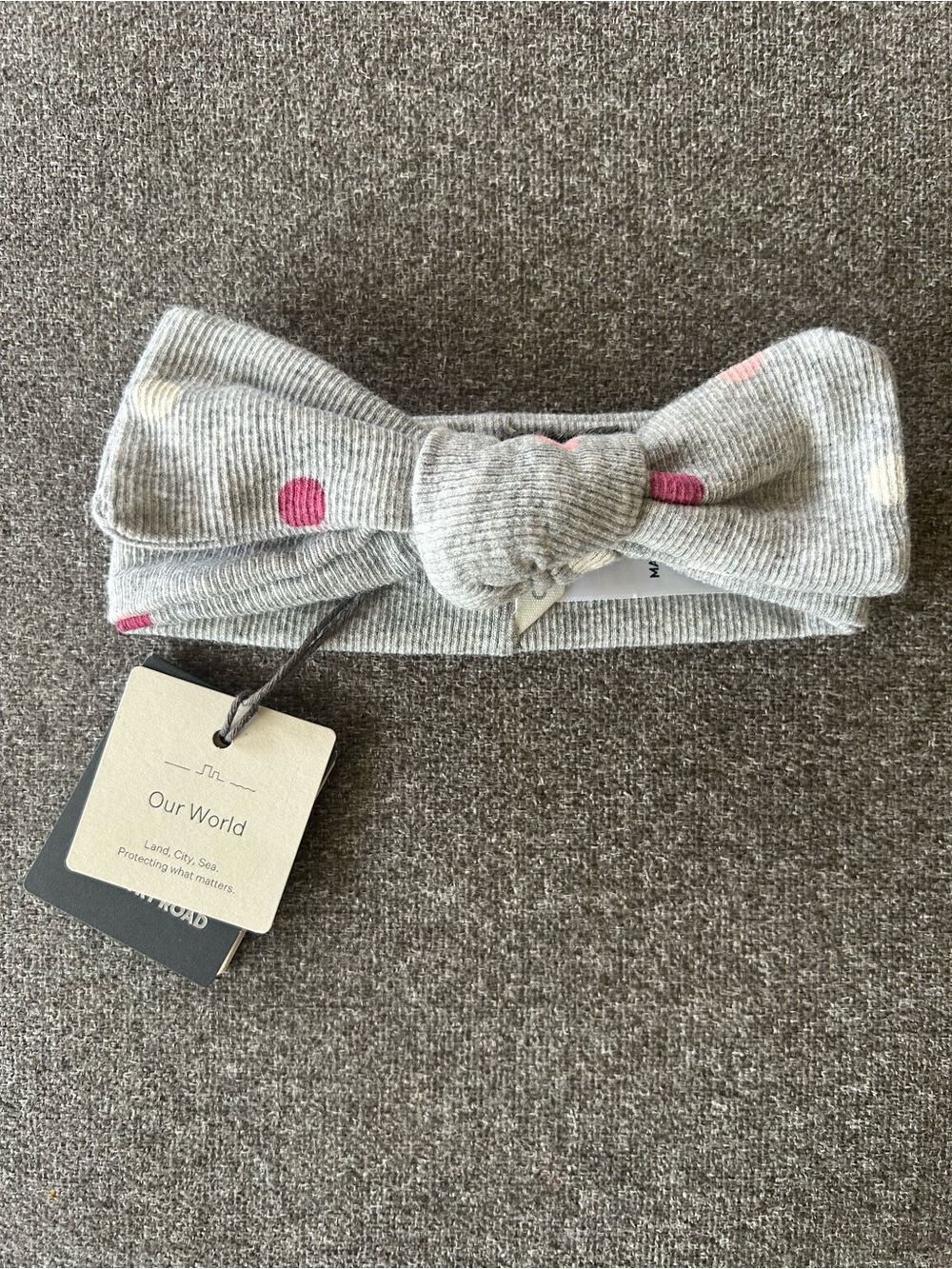Country Road Gray Knit Polka Dot Knot Headband